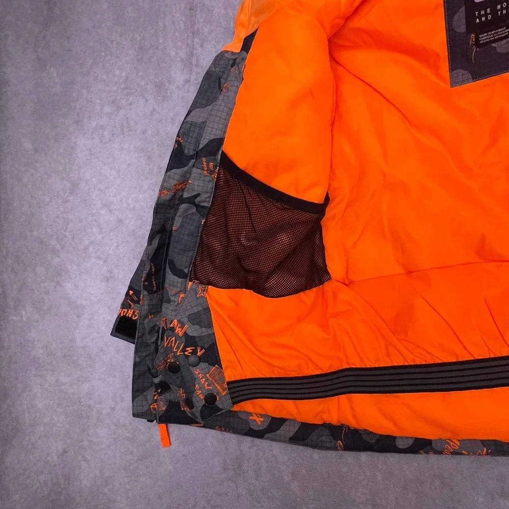 Quiksilver Snow Jacket Kids 4-5 Grey Orange Camo Excellent DryFlight 10K Grow